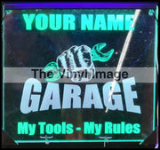 Personalized Garage 2 Color Led Bar Sign Green/White Hobbies & Creative Arts